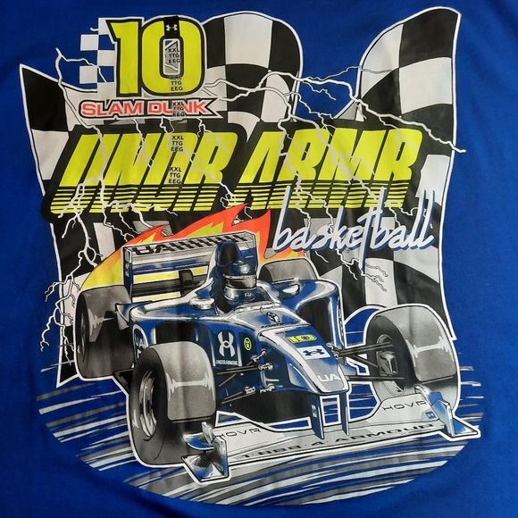NWT Under Armour HOVR T-shirt Men's XXL Blue Formula 1 Racing Hoops Finish Line - Picture 2 of 11